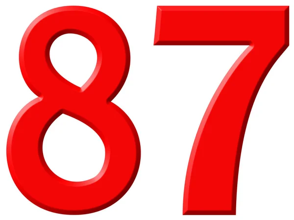 Numeral 87, oitenta e sete isolados em fundo branco, renderização 3d — Fotografia de Stock