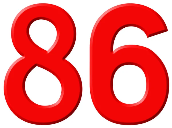 Numeral 86, oitenta e seis isolados em fundo branco, renderização 3d — Fotografia de Stock