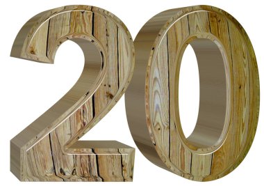 Rakamı 20, yirmi, beyaz arka plan üzerinde 3d render izole