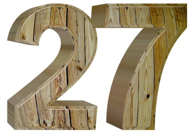 Beyaz arka plan üzerinde 3d rende izole rakamı 27, yirmi yedi,