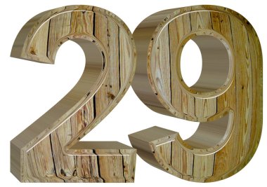 Beyaz arka plan üzerinde 3d render izole rakamı 29, yirmi dokuz,