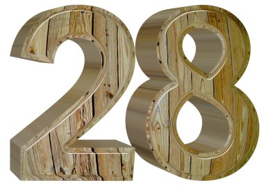 Beyaz arka plan üzerinde 3d rende izole rakamı 28, yirmi sekiz,