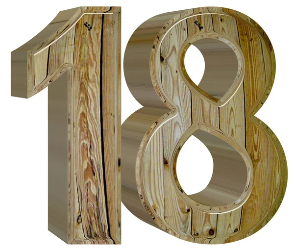 Número 18, dieciocho, aislado sobre fondo blanco, renderizado 3d —  Fotos de Stock