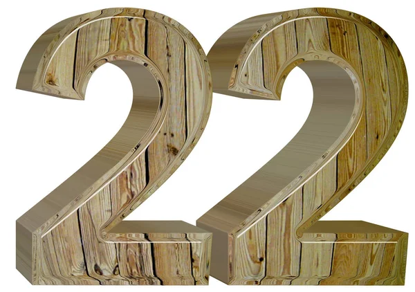 Числа 22, 22, выделены на белом фоне, 3d рендеринг — стоковое фото