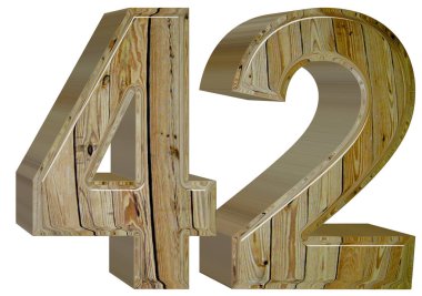 Beyaz arka plan üzerinde 3d render izole rakamı 42, kırk iki,