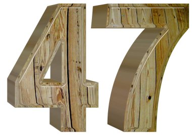 Beyaz arka plan üzerinde 3d render izole rakamı 47, kırk yedi,