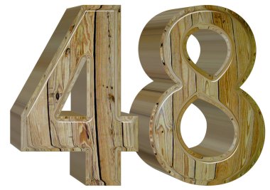 Beyaz arka plan üzerinde 3d render izole rakamı 48, kırk sekiz,