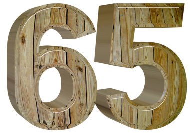 Beyaz arka plan üzerinde 3d render izole rakamı 65, altmış beş,