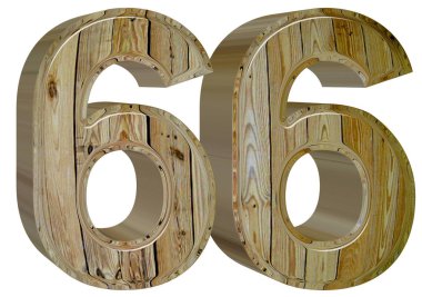 Beyaz arka plan üzerinde 3d render izole rakamı 66, altmış altı,