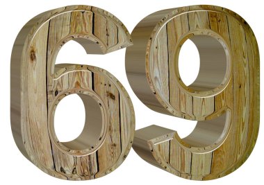 Beyaz arka plan üzerinde 3d render izole rakamı 69, Altmış dokuz,