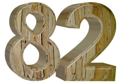 Beyaz arka plan üzerinde 3d render izole rakamı 82, seksen iki,