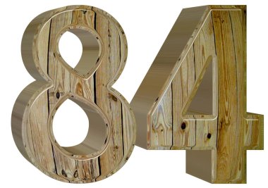 Beyaz arka plan üzerinde 3d render izole rakamı 84, seksen dört,