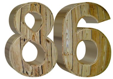 Beyaz arka plan üzerinde 3d render izole rakamı 86, seksen altı