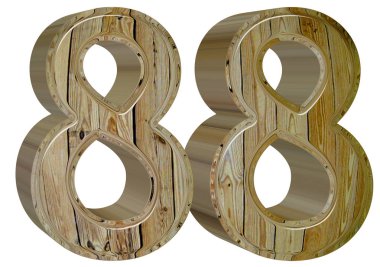 Beyaz arka plan üzerinde 3d rende izole rakamı 88, seksen sekiz,