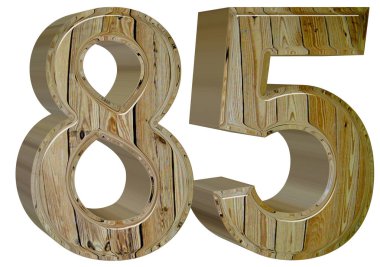 Beyaz arka plan üzerinde 3d render izole rakamı 85, Seksen beş