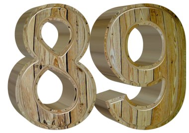 Beyaz arka plan üzerinde 3d render izole rakamı 89, seksen dokuz,