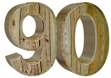 Rakamı 90, 90, beyaz arka plan üzerinde 3d render izole
