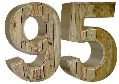 Sayı 95, doksan beş, beyaz arka plan üzerinde 3d render izole