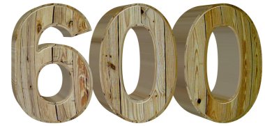 Beyaz arka plan üzerinde 3d rende izole rakamı 600, altı yüz,