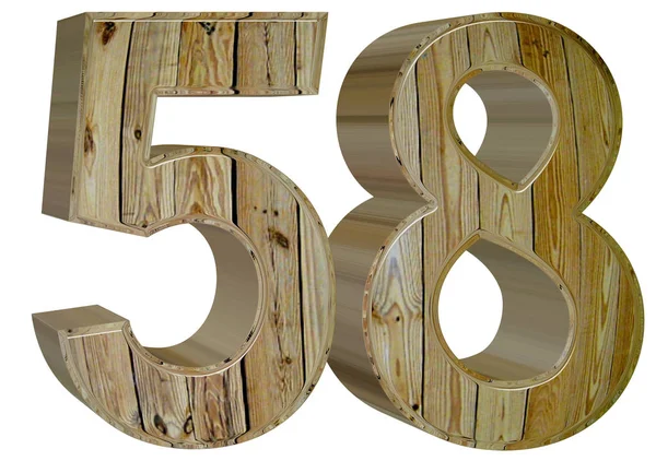数字 58、58、白い背景、3 d のレンダリングの分離 — ストック写真