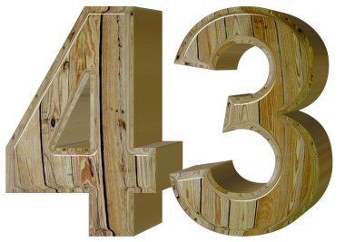 Beyaz arka plan üzerinde 3d render izole rakamı 43, kırk üç,