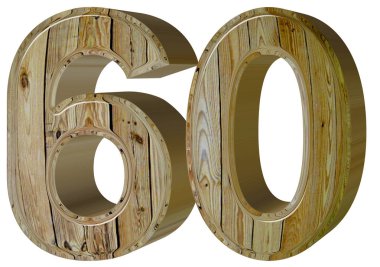 Rakamı 60, altmış, altmış, beyaz arka plan üzerinde 3d rende izole