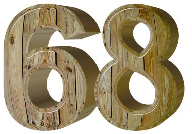 Beyaz arka plan üzerinde 3d render izole rakamı 68, altmış sekiz,