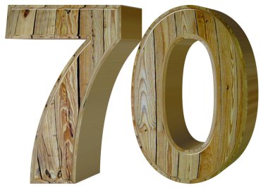 Rakamı 70, yetmiş, beyaz arka plan üzerinde 3d render izole