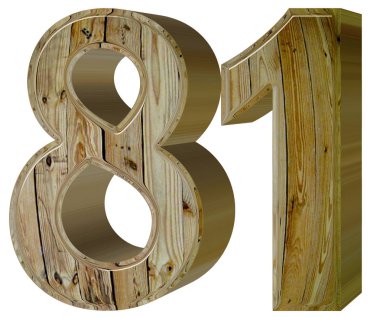 Beyaz arka plan üzerinde 3d render izole rakamı 81, seksen bir