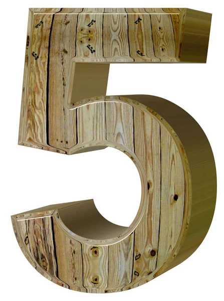 Numeral 5, cinco, isolado em fundo branco, renderização 3d — Fotografia de Stock