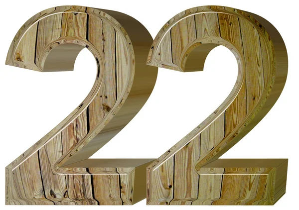 Число 22, двадцять два, ізольовані на білому тлі, 3d рендеринг — стокове фото