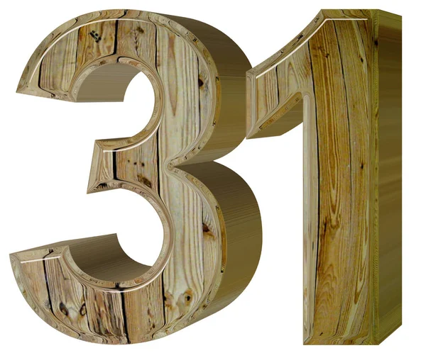 Numeral 31, trinta e um, isolado em fundo branco, renderização 3d — Fotografia de Stock