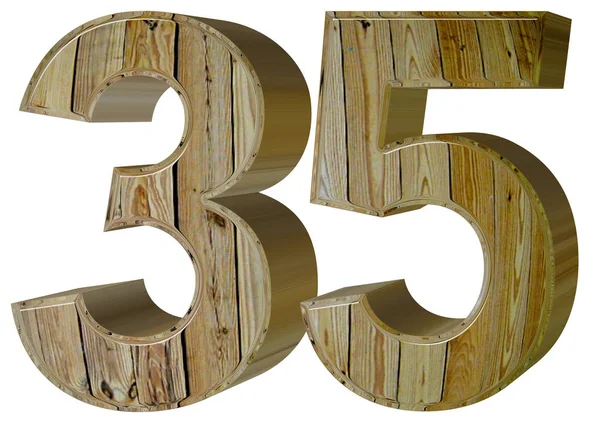 Ziffer 35, fünfunddreißig, isoliert auf weißem Hintergrund, 3D-Renderer — Stockfoto