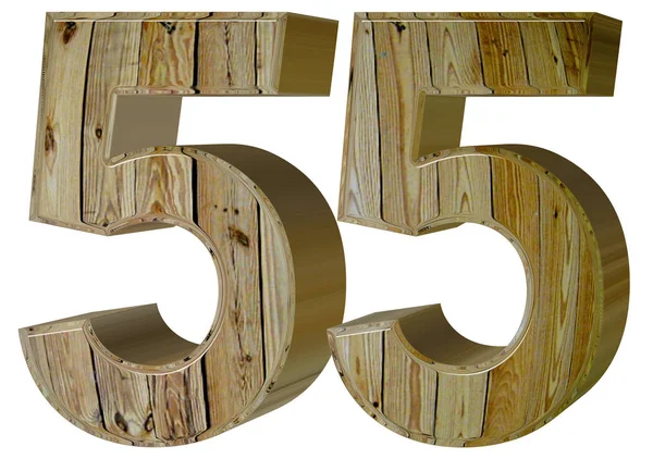 Ziffer 55, fünfundfünfzig, isoliert auf weißem Hintergrund, 3D-Renderer — Stockfoto