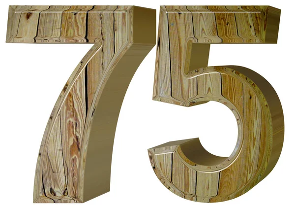 Αριθμητικό 75, εβδομήντα πέντε, απομονώνονται σε λευκό φόντο, 3d rende — Φωτογραφία Αρχείου
