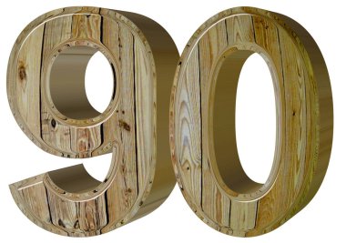 Rakamı 90, 90, beyaz arka plan üzerinde 3d render izole