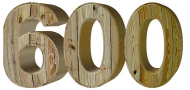 Beyaz arka plan üzerinde 3d rende izole rakamı 600, altı yüz,