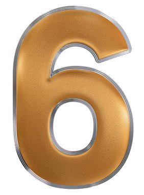 Rakamı 6, altı beyaz arka plan üzerinde 3d render izole,