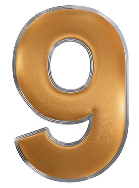 Rakamı 9, 9, beyaz arka plan üzerinde 3d render izole