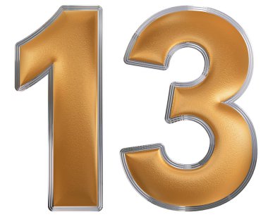 Rakamı 13, 13, beyaz arka plan üzerinde 3d render izole