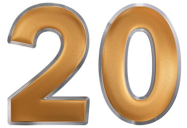 Rakamı 20, yirmi, beyaz arka plan üzerinde 3d render izole