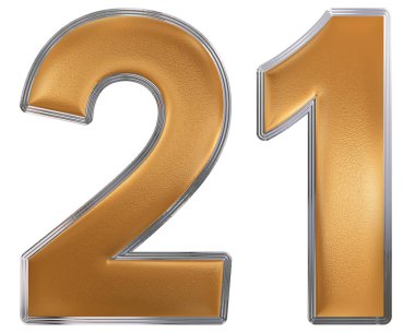 Beyaz arka plan üzerinde 3d render izole rakamı 21, yirmi bir,