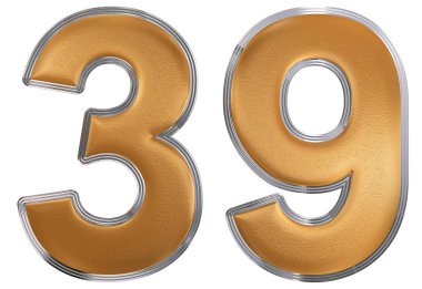 Beyaz arka plan üzerinde 3d render izole rakamı 39, otuz dokuz,