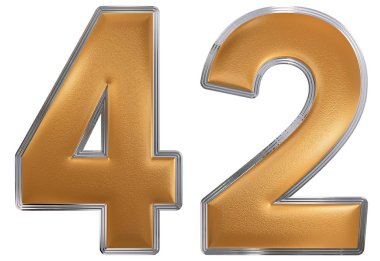 Beyaz arka plan üzerinde 3d render izole rakamı 42, kırk iki,