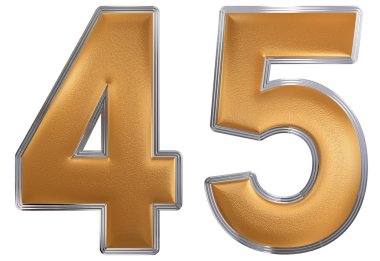 Beyaz arka plan üzerinde 3d render izole rakamı 45, kırk beş,