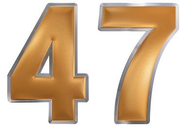 Beyaz arka plan üzerinde 3d render izole rakamı 47, kırk yedi,