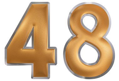 Beyaz arka plan üzerinde 3d render izole rakamı 48, kırk sekiz,