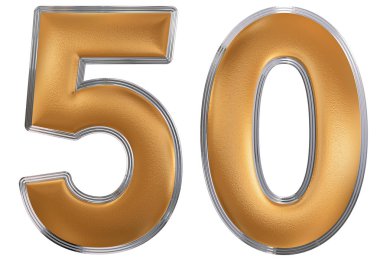 Rakamı 50, elli, beyaz arka plan üzerinde 3d render izole