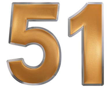 Beyaz arka plan üzerinde 3d render izole rakamı 51, elli bir,