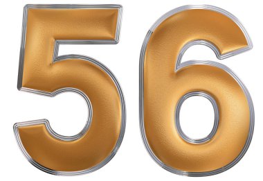 Beyaz arka plan üzerinde 3d render izole rakamı 56, elli altı,